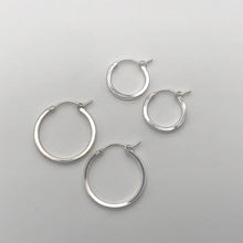 Load image into Gallery viewer, Silver Flat Hoop Earrings Medium