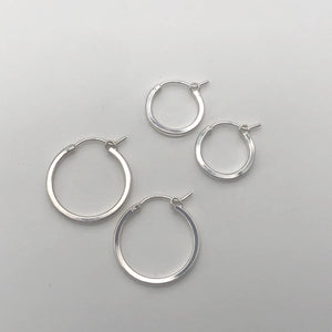 Silver Flat Hoop Earrings Medium