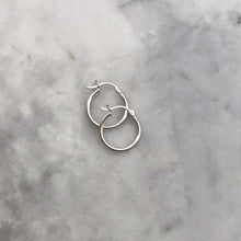 Load image into Gallery viewer, Silver Pixie Hoop Earrings Medium